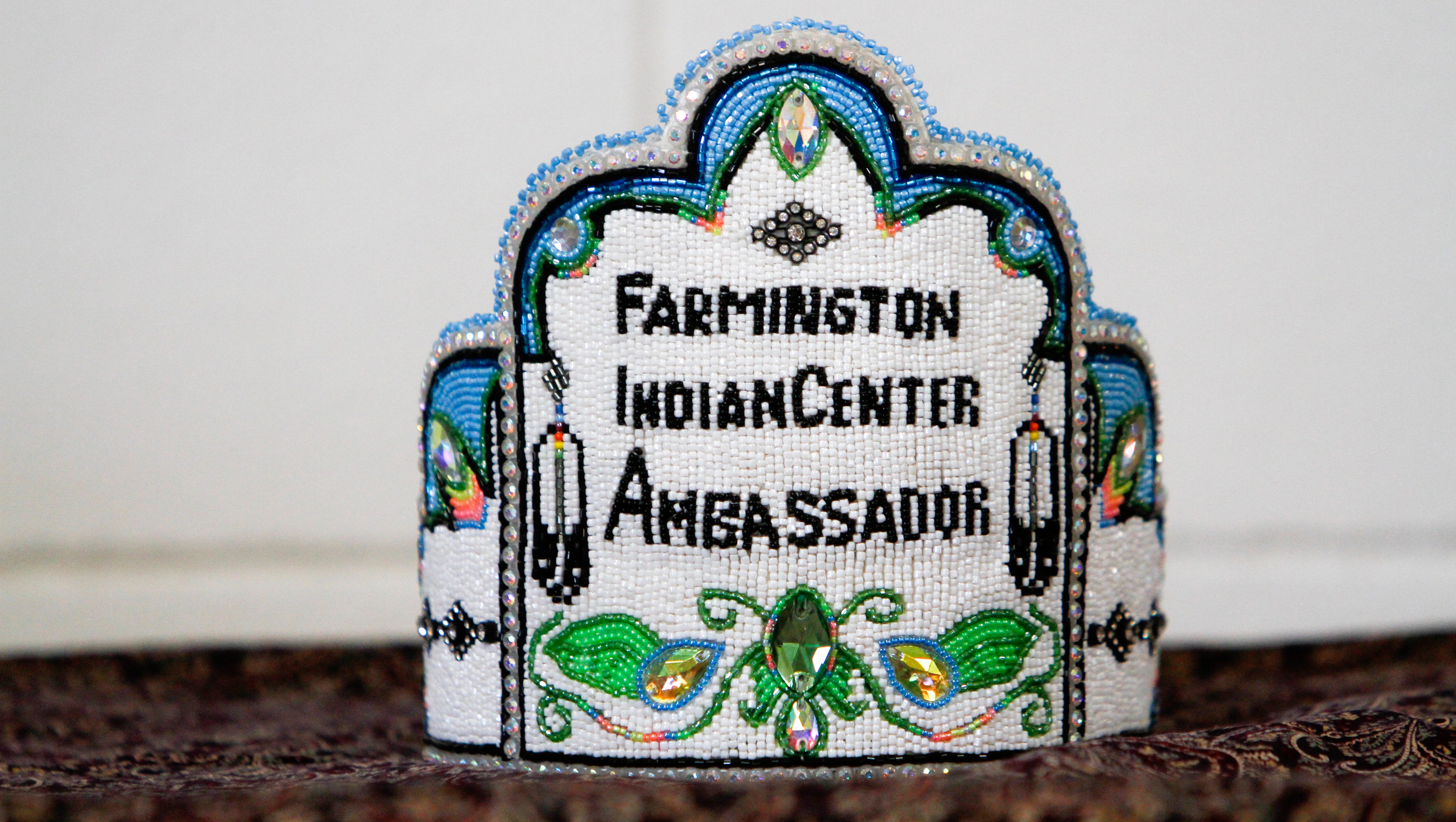 The Farmington American Indian Ambassador crown is displayed Thursday during a ceremony at the Farmington Indian Center.