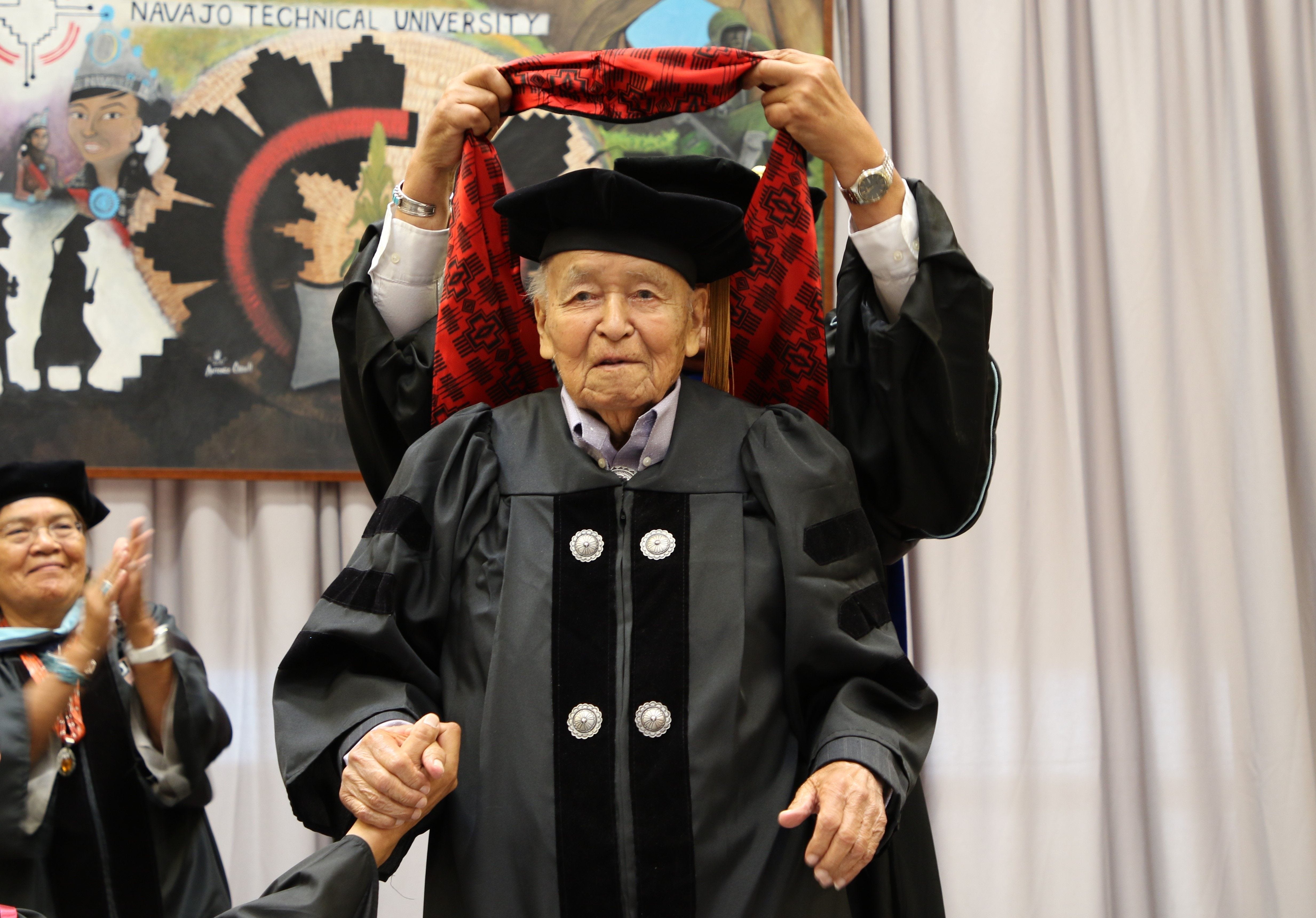 State Sen. John Pinto was named the first recipient of an honorary doctoral degree from Navajo Technical University on May 17, 2019, in Crownpoint.