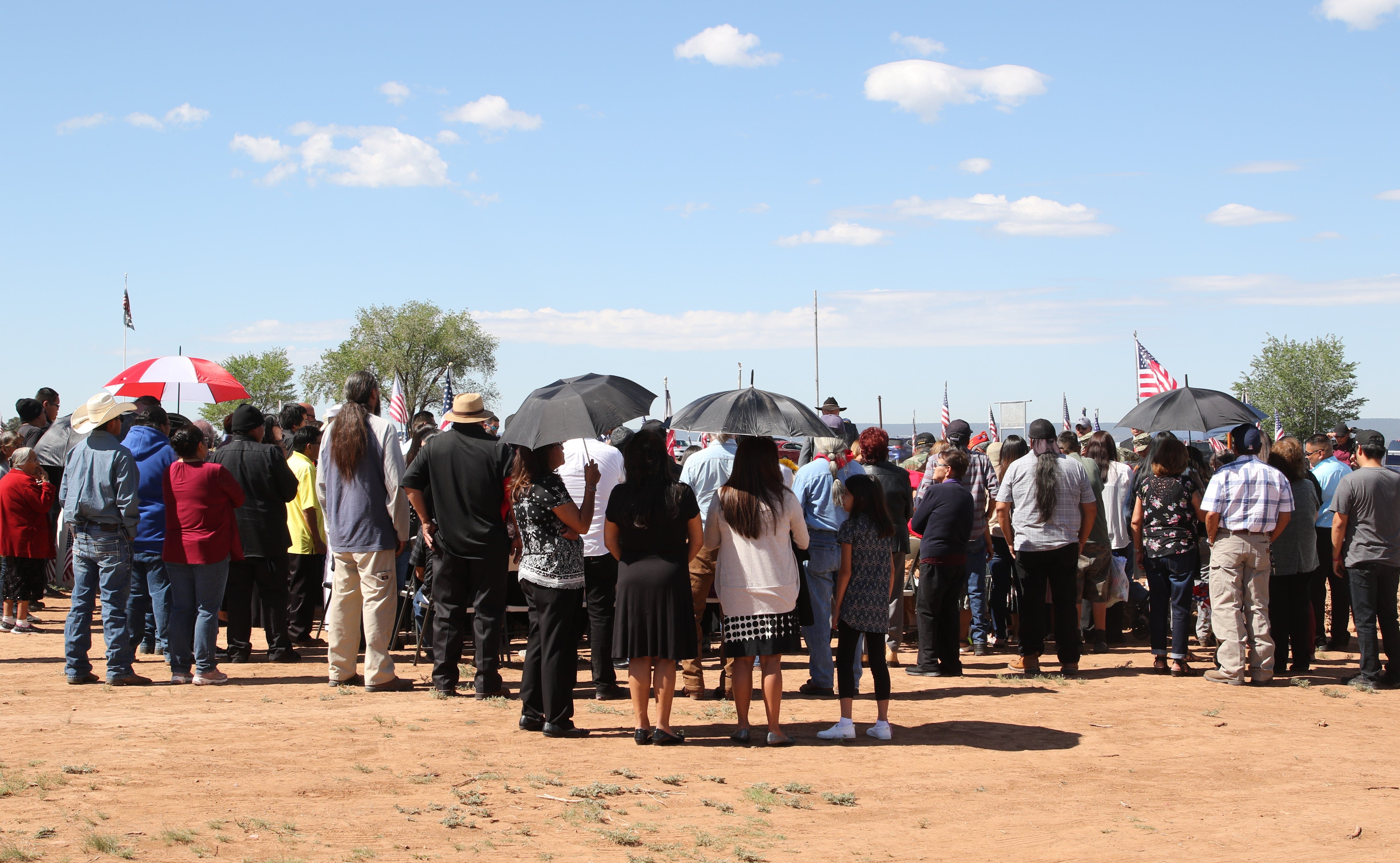 Family members of Navajo Code Talker William Tully Brown Sr. attend his memorial service on June 6 at the Fort Defiance Veterans Cemetery in Fort Defiance, Ariz.