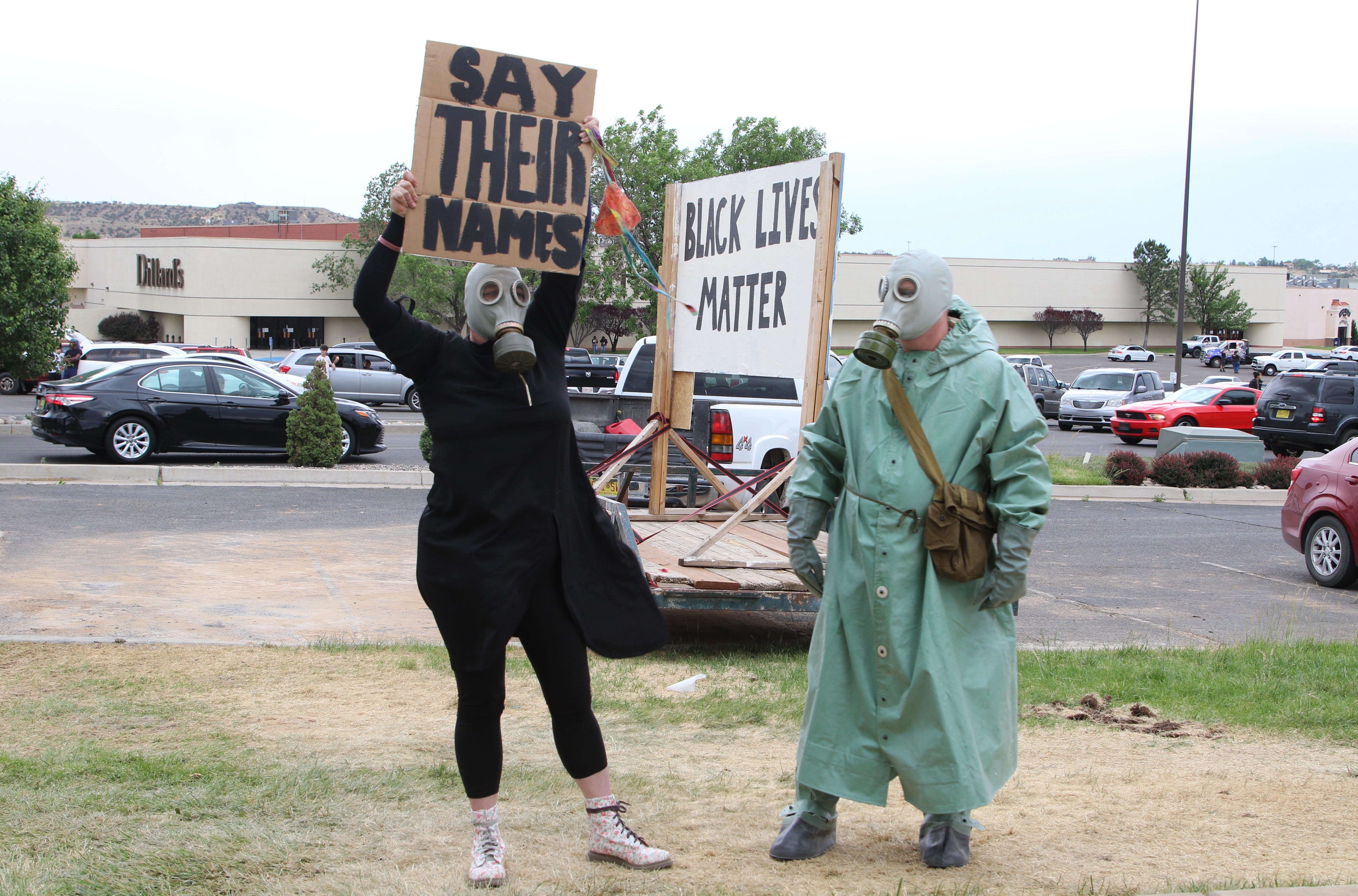 Community members participate in a protest on June 1 near the Animas Valley Mall in Farmington that called for justice in George Floyd's death in Minneapolis.