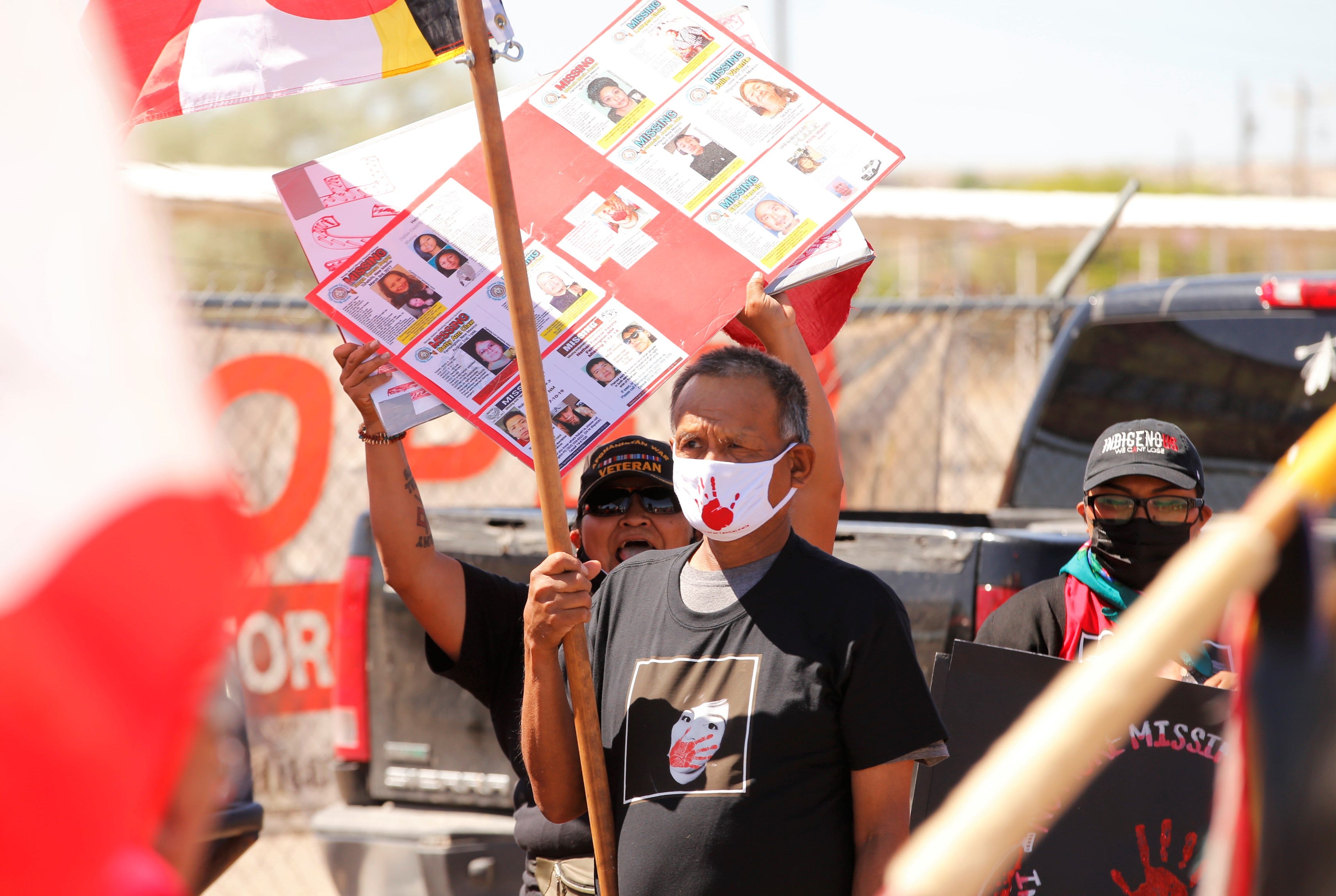 Lester Johnson Sr. participates in the Missing and Murdered Indigenous Women Memorial Honor Walk on May 5 in Shiprock.